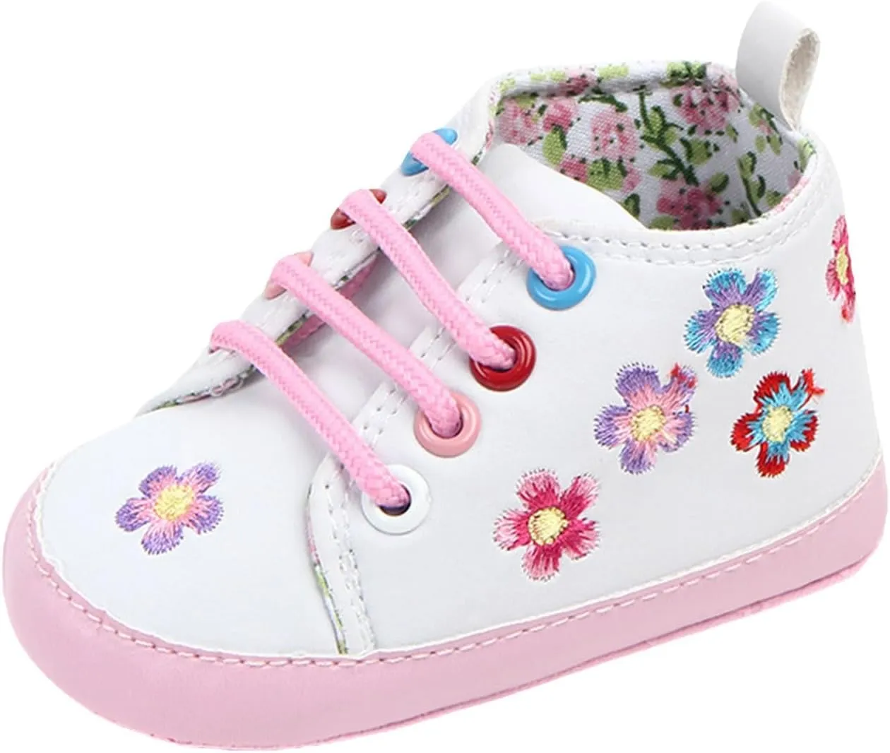 Fashion Kids High Top Sneakers Boys Girls Flower Print Soft Soled First Walking Shoes Crib Shoes Slip On Shoes
