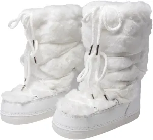 Faux Fur Boots for Women - Fuzzy Fluffy Furry Water Resistant Snow Boots for Women - Anti-Slip with Cotton Sponge Lined and TPR Rubber Sole Black White Fur Boots