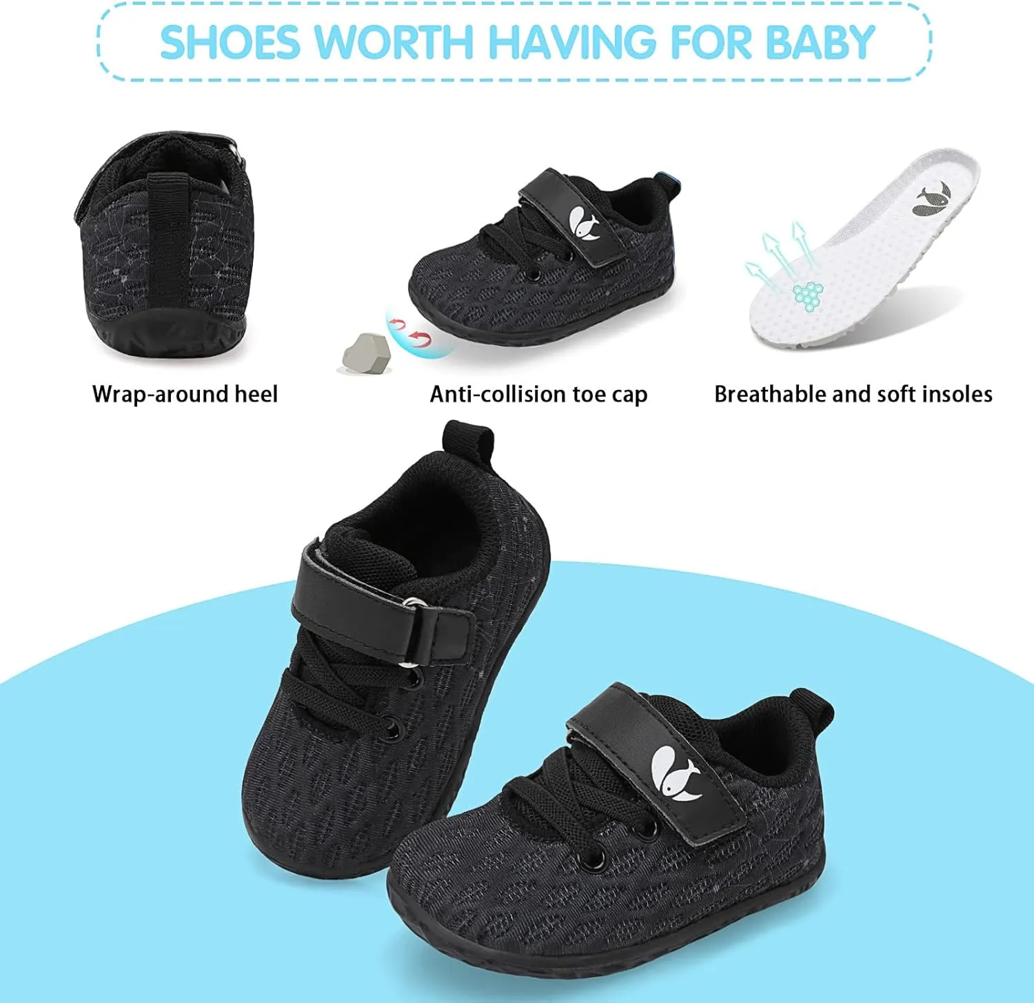 FEETCITY Baby Sneakers Boys Girls Infant Shoes First Walking Shoes Newborn Crib Shoes Toddler Slip On Shoes