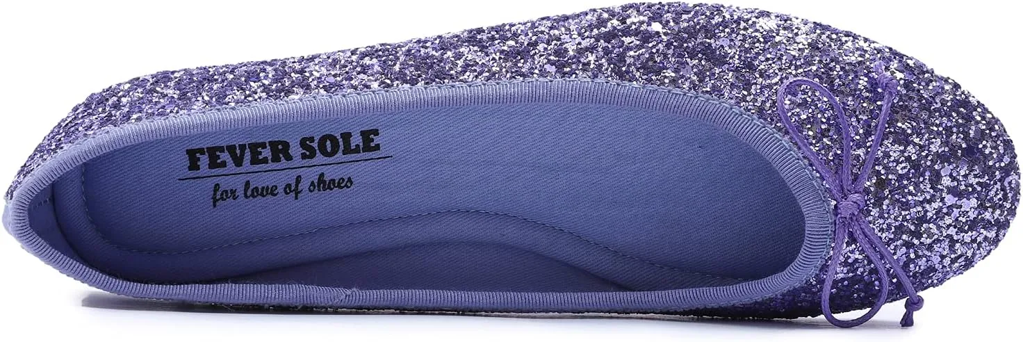 FEVERSOLE Women's Macaroon Colorful Memory Foam Cushion Insock Patent Ballet Flat