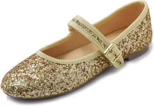 FEVERSOLE Women's Soft Cushion Extra Padded Comfort Round Toe Mary Jane Metal Buckle Fashion Ballet Flats Walking Shoes