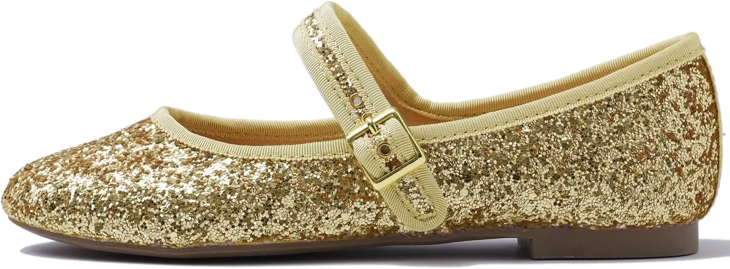 FEVERSOLE Women's Soft Cushion Extra Padded Comfort Round Toe Mary Jane Metal Buckle Fashion Ballet Flats Walking Shoes