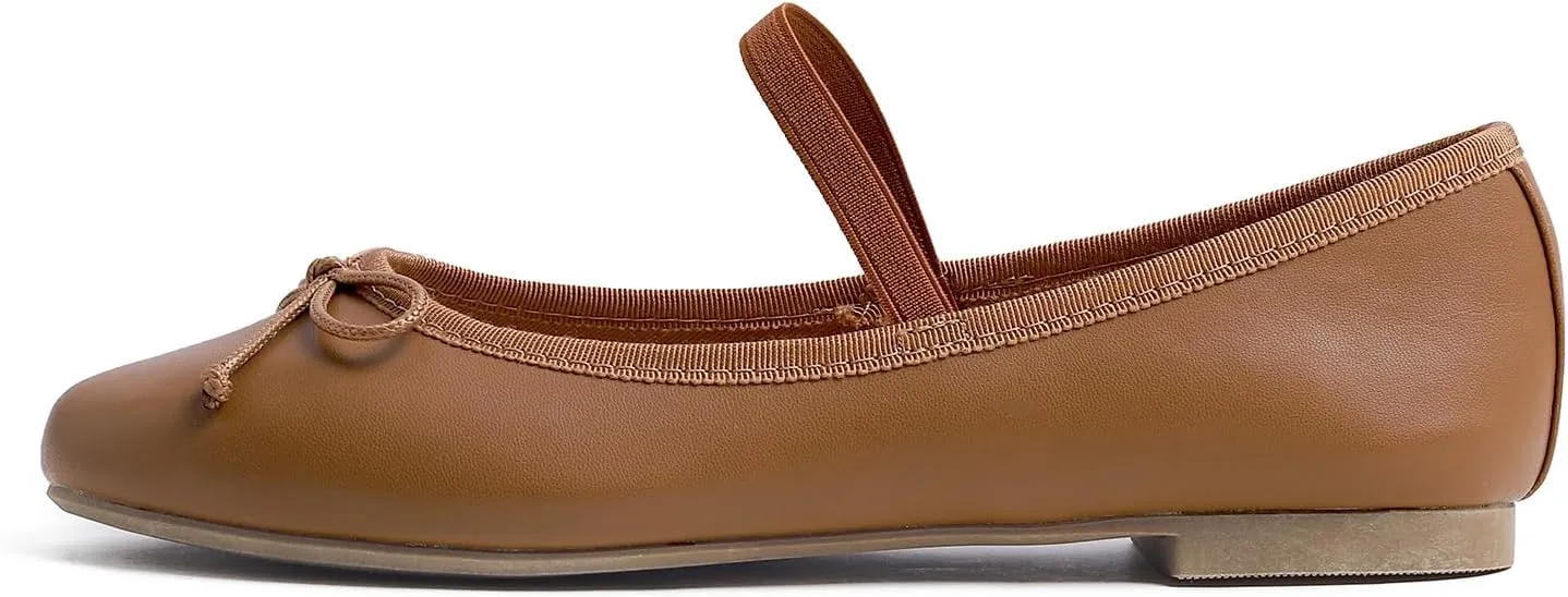 FEVERSOLE Women's Soft Cushion Padded Comfort Round Toe Mary Jane Elastic Fashion Ballet Flats Walking Shoes