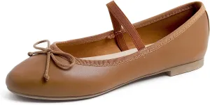 FEVERSOLE Women's Soft Cushion Padded Comfort Round Toe Mary Jane Elastic Fashion Ballet Flats Walking Shoes