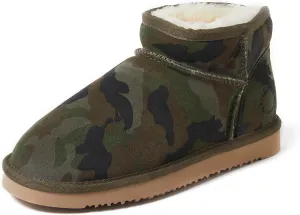 Fireside by Dearfoams Women's Riverland Shearling Fur Lined Mini Ankle Boot with Platform Slipper
