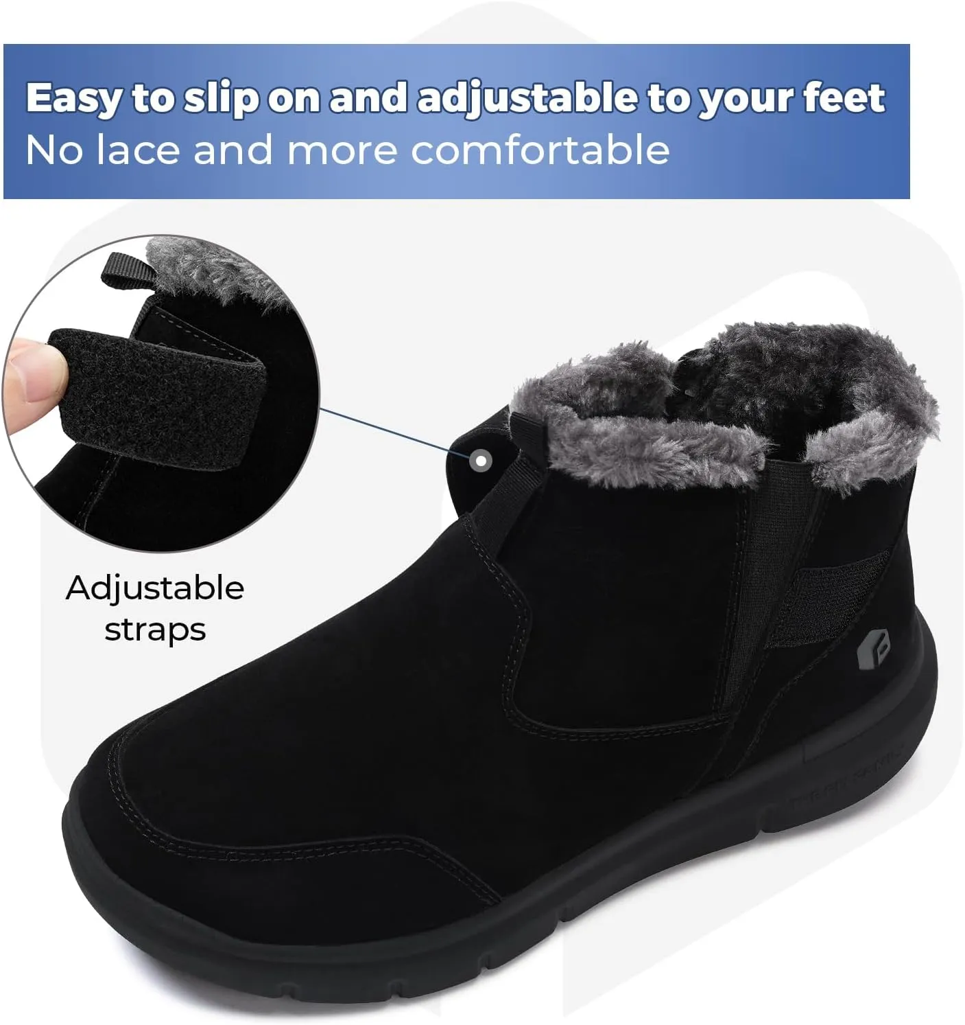 FitVille Mens Winter Boots Wide Width Outdoor Lightweight Snow Boots for Men Waterproof Insulated Thick Fur Mens Extra Wide Snow Boots V1