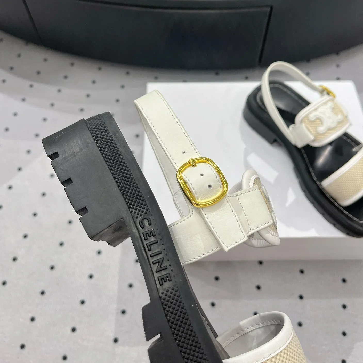 FLAT WHITE CREAM Celine SHOES Price-match guarantee Trustworthy SANDALS