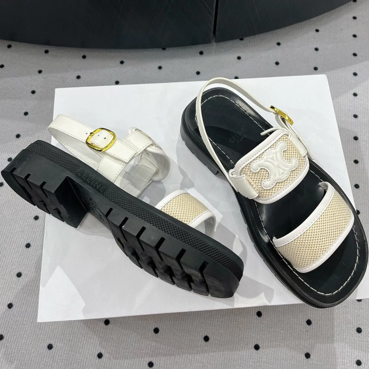 FLAT WHITE CREAM Celine SHOES Price-match guarantee Trustworthy SANDALS