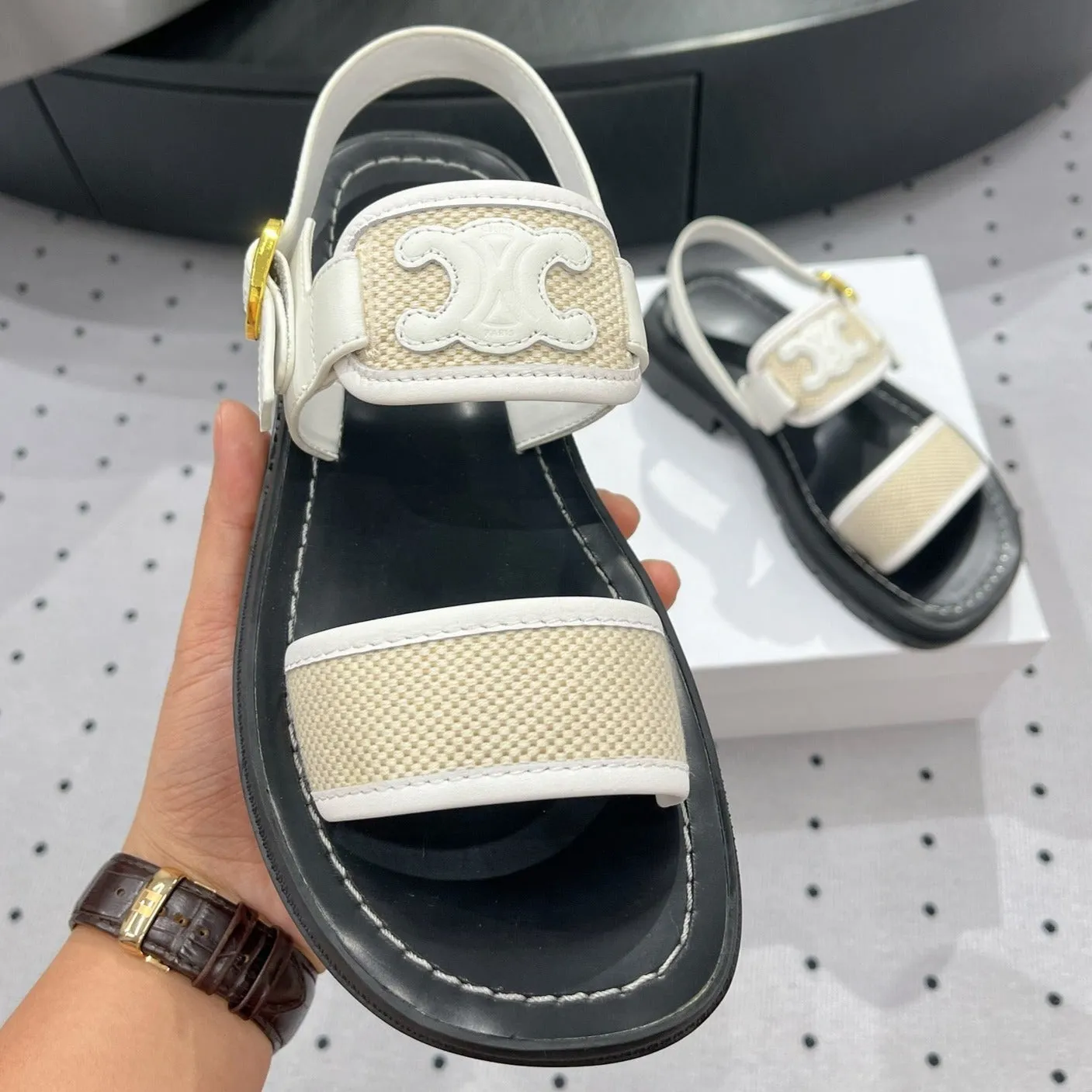 FLAT WHITE CREAM Celine SHOES Price-match guarantee Trustworthy SANDALS