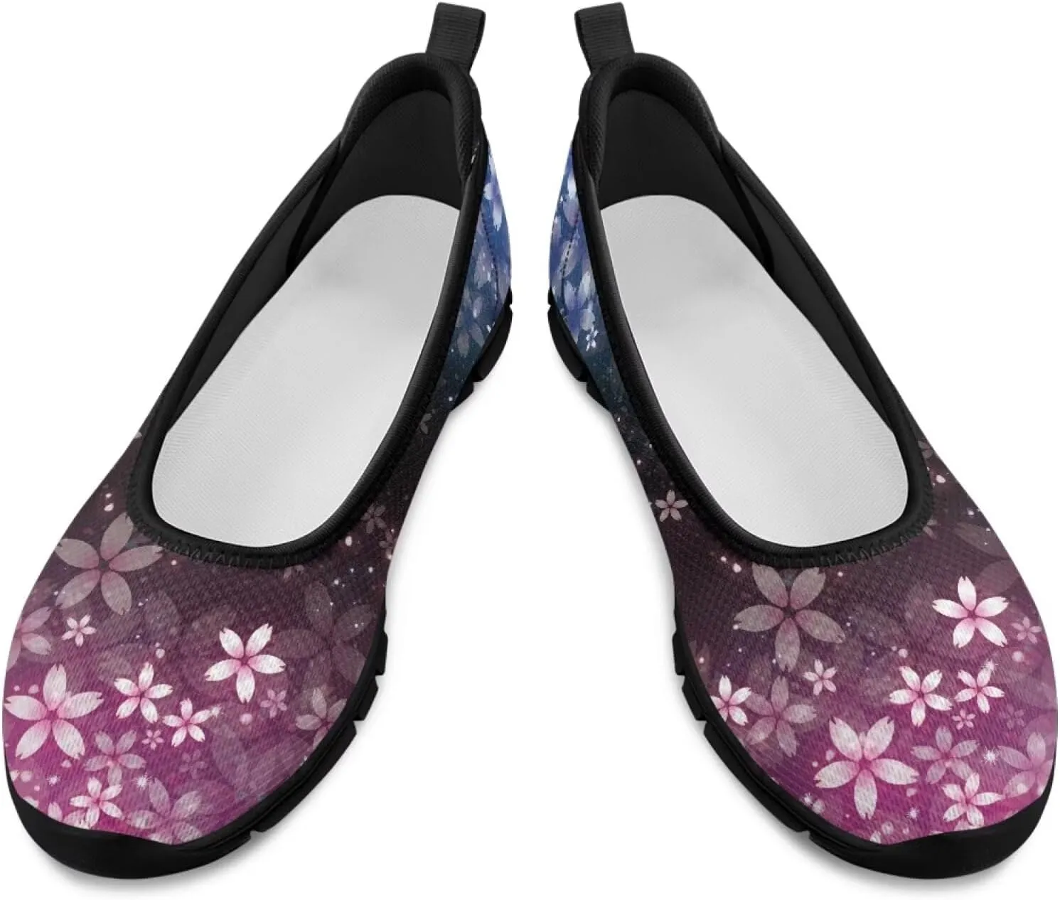 Flower Pattern Shoes for Women Slip On Loafer Flats Mesh Walking Shoes for Ballet Nurse Work Comfortable Everyday Wear