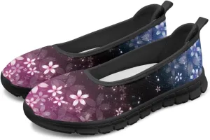 Flower Pattern Shoes for Women Slip On Loafer Flats Mesh Walking Shoes for Ballet Nurse Work Comfortable Everyday Wear