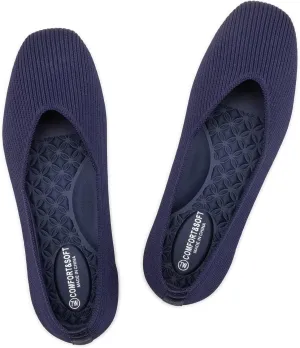 Frank Mully Womens Wide Flat Shoes Square Toe Shoes Knitted Work Flats Comfortable Women Shoes Comfortable Women Shoes