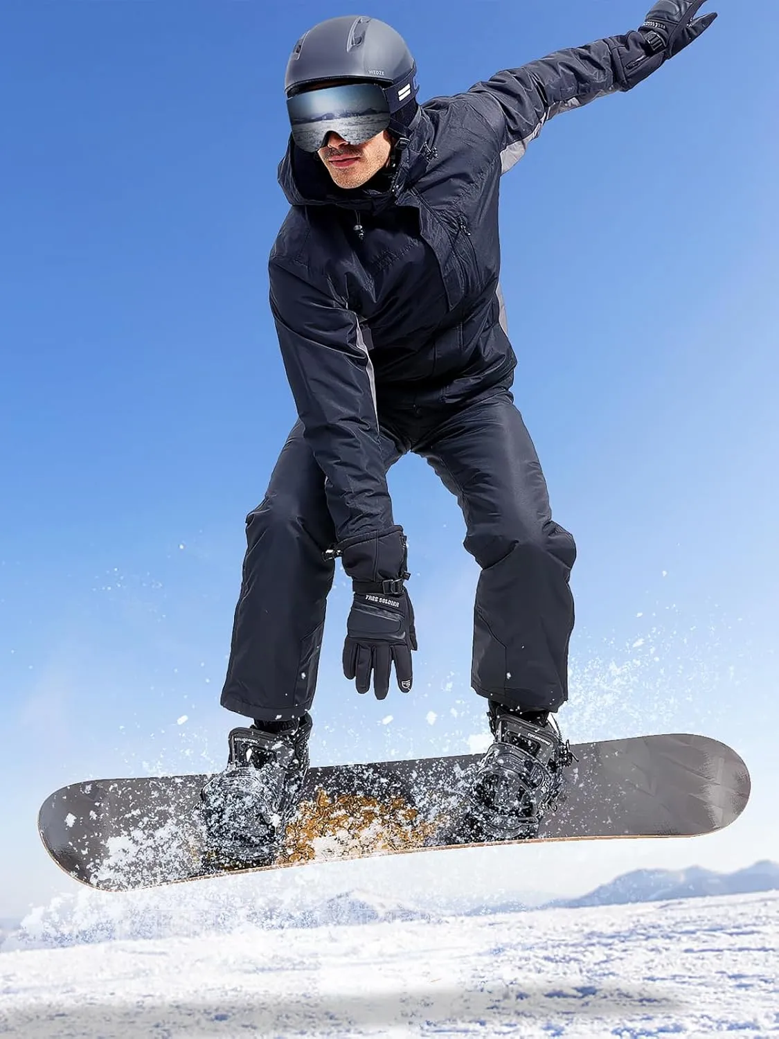 FREE SOLDIER Men's Insulated Waterproof Snow Bibs Ski Overalls