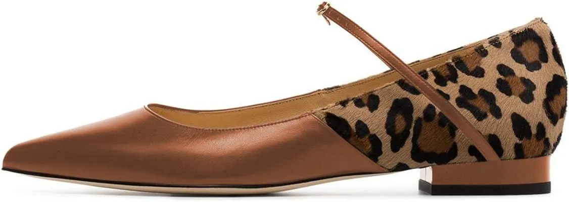 FSJ Women Sexy Leopard Prints Flats Hidden Low Heels Pumps Closed Pointy Toe Slip On Shoes Size 4-15 US