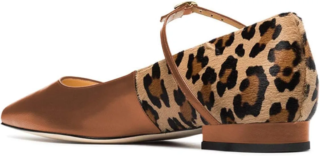 FSJ Women Sexy Leopard Prints Flats Hidden Low Heels Pumps Closed Pointy Toe Slip On Shoes Size 4-15 US