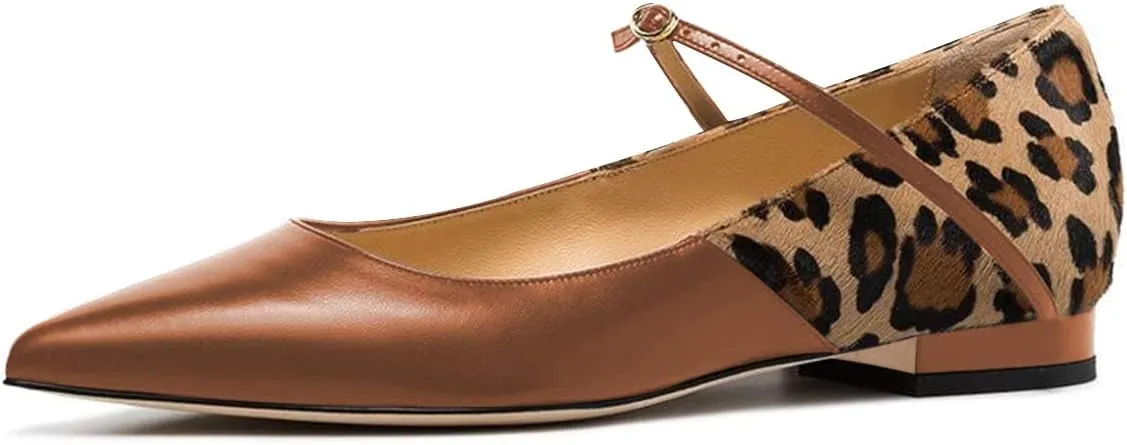 FSJ Women Sexy Leopard Prints Flats Hidden Low Heels Pumps Closed Pointy Toe Slip On Shoes Size 4-15 US