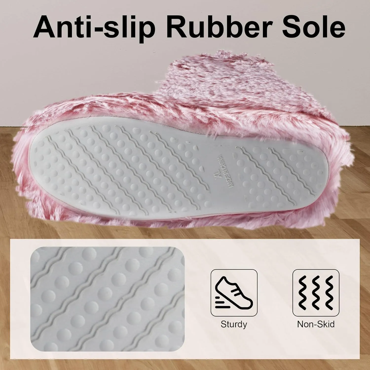 Furry Plush Slipper Booties for Women Warm Fur House Slippers with Anti-slip Sole Home Bedroom Indoor House Boots