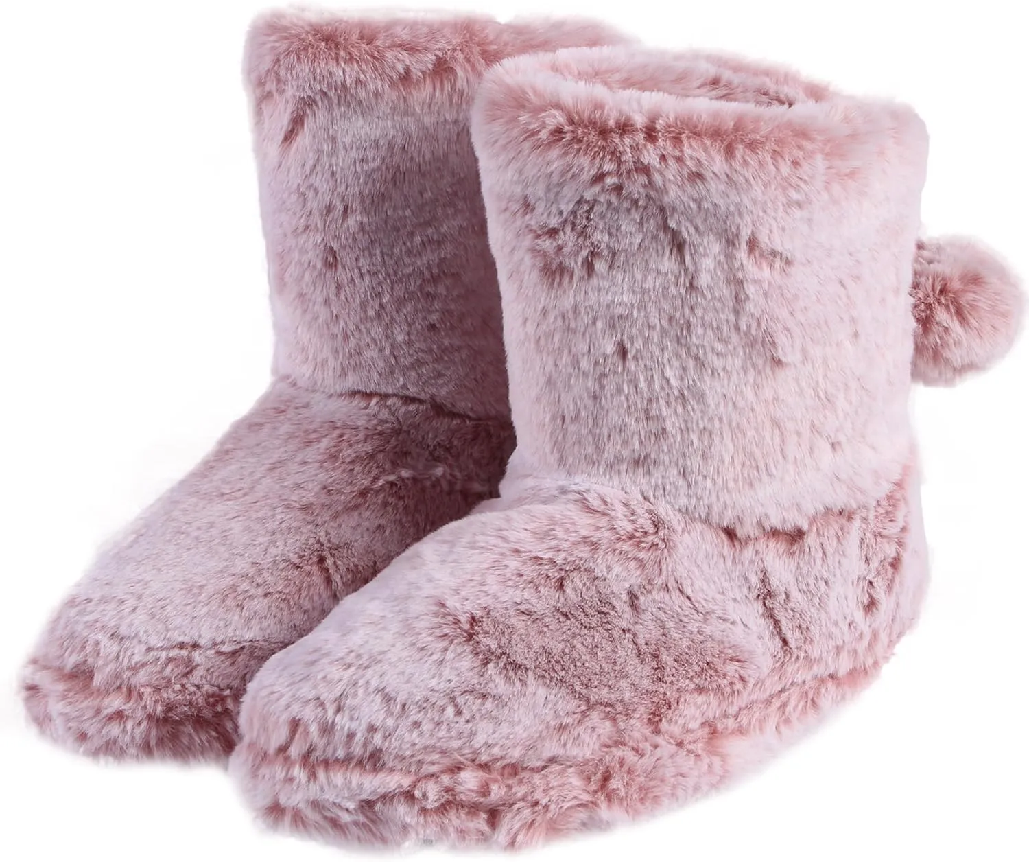 Furry Plush Slipper Booties for Women Warm Fur House Slippers with Anti-slip Sole Home Bedroom Indoor House Boots