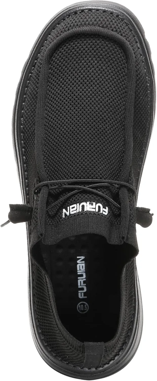 Furuian Comfortable Steel Toe Shoes Men Slip On Walking Sneakers Lightweight Safety Work Shoes