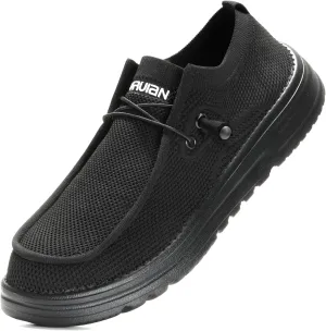Furuian Comfortable Steel Toe Shoes Men Slip On Walking Sneakers Lightweight Safety Work Shoes