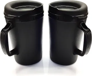 GAMA Electronics Thermoserv 20oz Insulated Travel Mug Classic Gas Station Design (Black/Black 2 Pack)