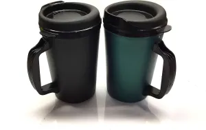 GAMA Electronics Thermoserv 20oz Insulated Travel Mug Classic Gas Station Design (Black/Green 2 Pack)