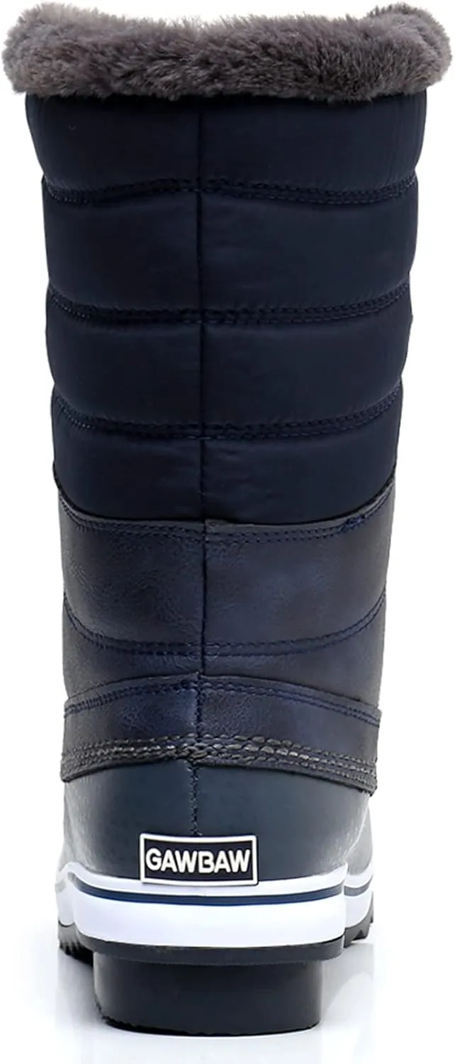 GAWBAW Women's Mid-Calf Waterproof Winter Snow Boots - Warm Faux Fur Lined Duck Boots Cold Weather Lace Up Fashion Boots