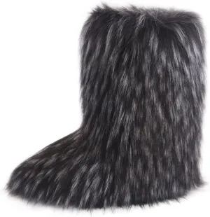 Gegefur Women's Faux fur Boot Furry Fluffy Short Snow Boot Mid-Calf Boots Warm Comfortable Outdoor Flat Shoes