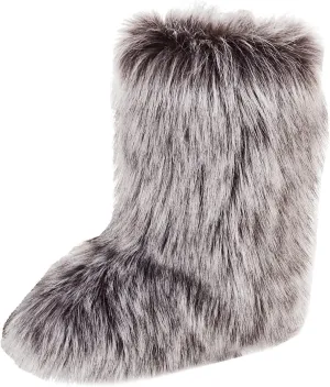 Gegefur Women's Faux fur Boot Furry Fluffy Short Snow Boot Mid-Calf Boots Warm Comfortable Outdoor Flat Shoes