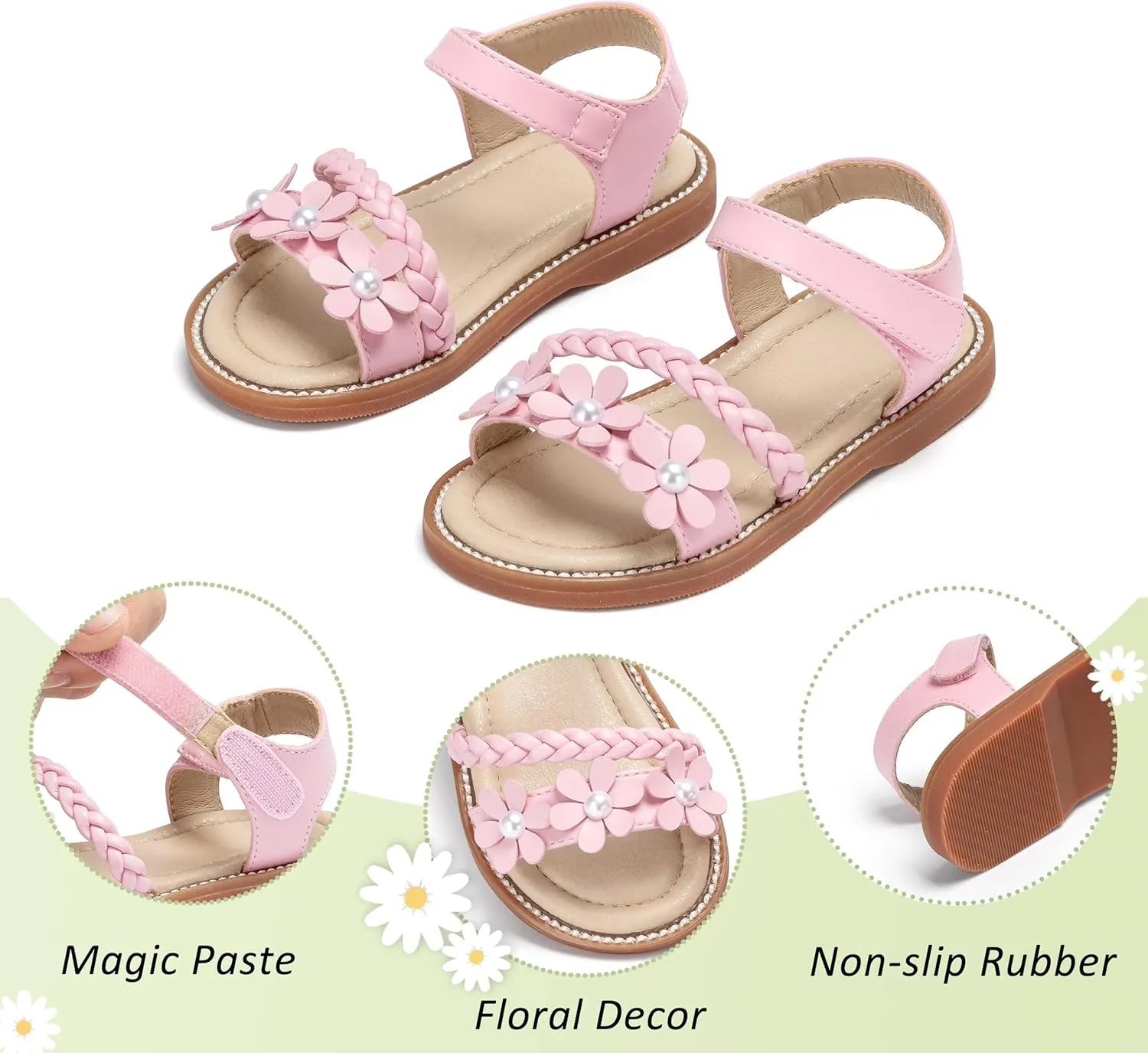 GINFIVE Toddler Girls Sandals Little Girls Kids Summer Shoes Toddler Sandals