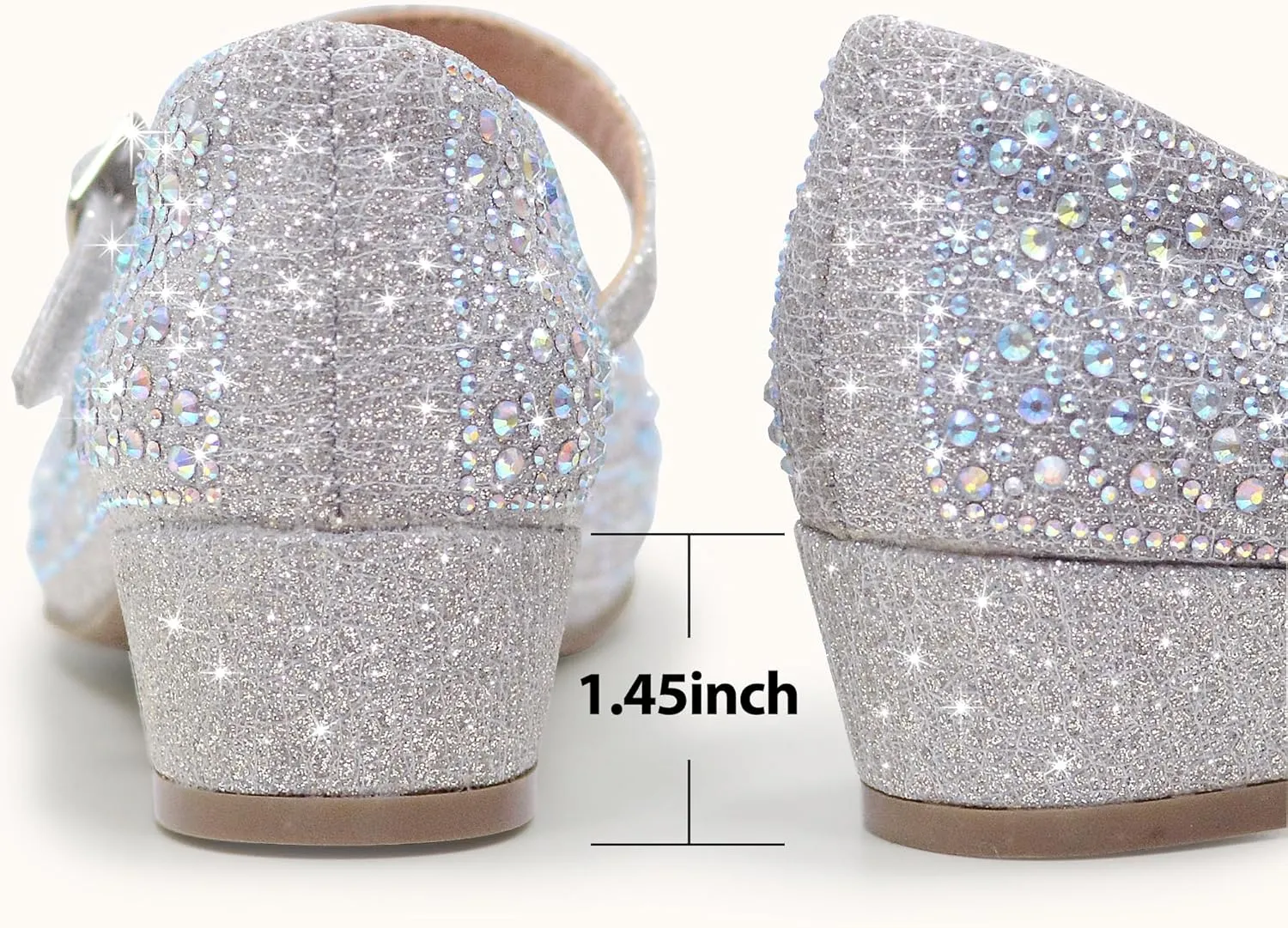 Girls Dress Shoes Mary Jane Low Heel Princess Flower Wedding Flats Glitter Shoes for Toddler/Little Kid/Big Kids