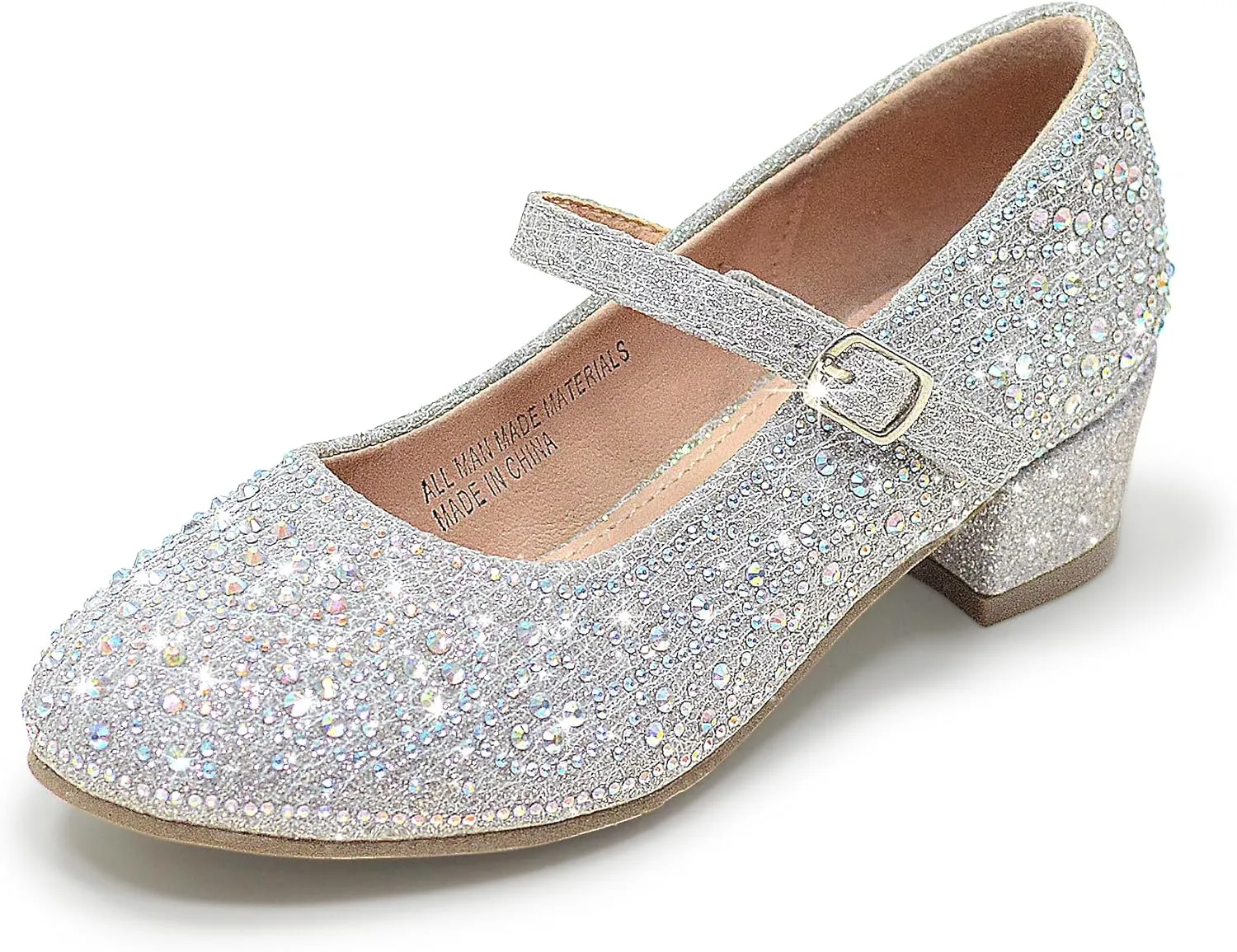 Girls Dress Shoes Mary Jane Low Heel Princess Flower Wedding Flats Glitter Shoes for Toddler/Little Kid/Big Kids