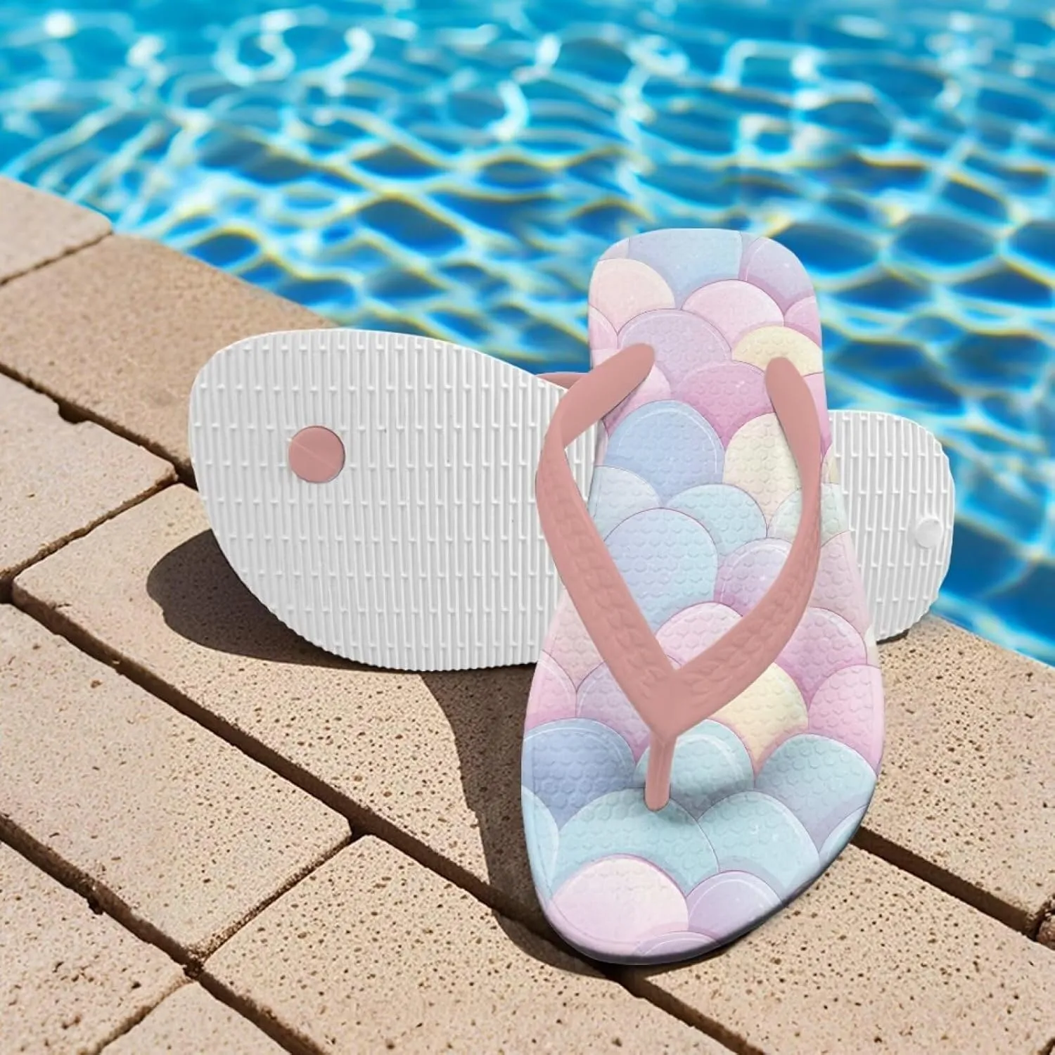 Girl's Flip Flops Kid's Non-Slip Sole Quick Drying Beach Slippers Slide Sandals Pink Straps