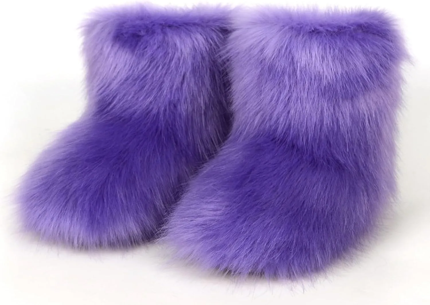 Girls Fluffy Furry Snow Boots Faux Fur Winter Warm Outdoor Boots