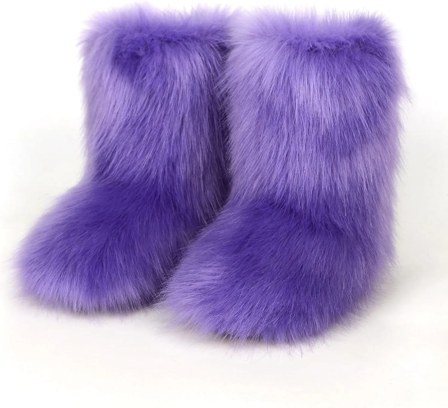 Girls Fluffy Furry Snow Boots Faux Fur Winter Warm Outdoor Boots