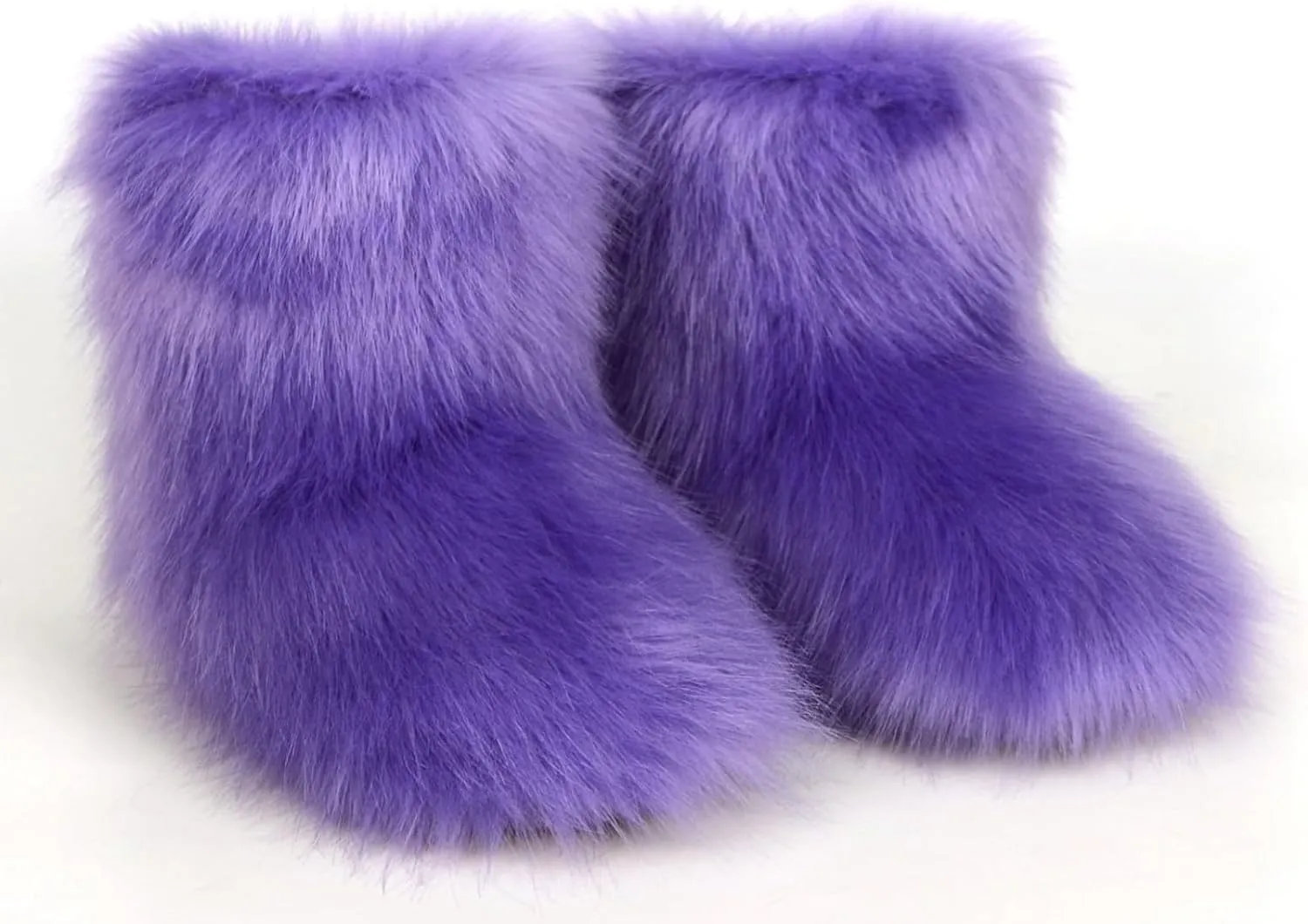 Girls Fluffy Furry Snow Boots Faux Fur Winter Warm Outdoor Boots
