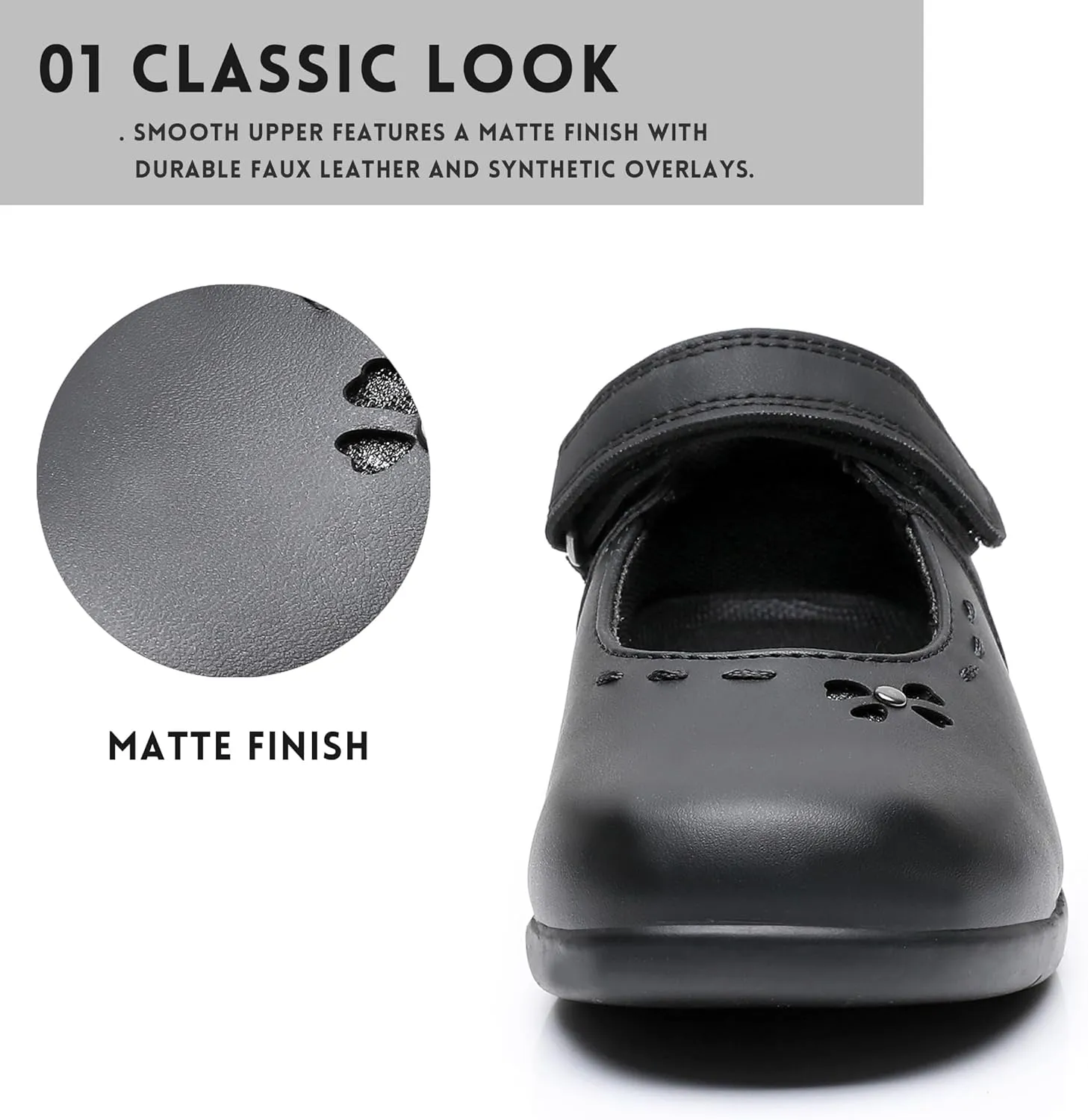 Girls Mary Jane Shoes, School Uniform Black Flat Dress Shoes(Toddler/Little Kid/Big Kid)