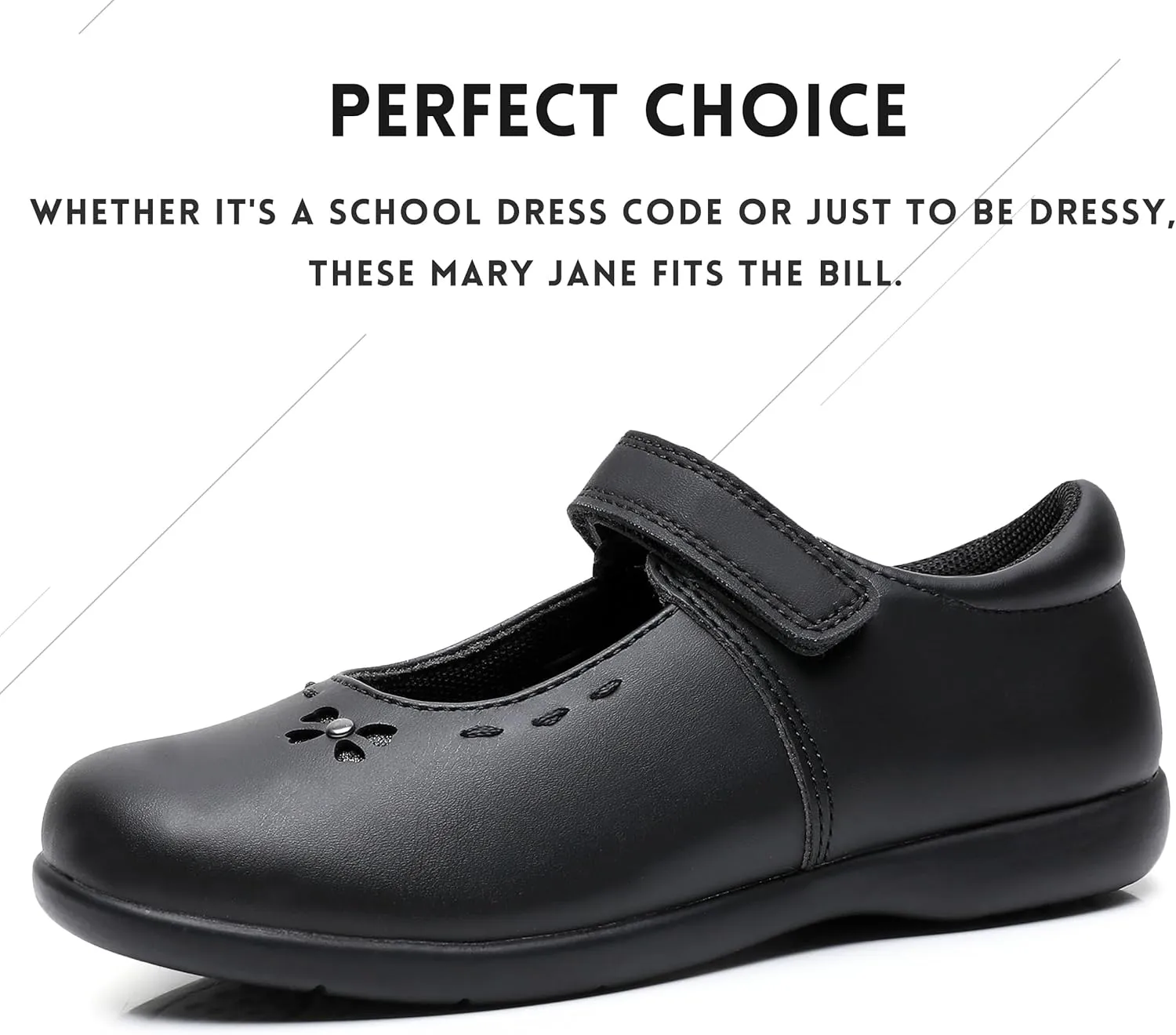 Girls Mary Jane Shoes, School Uniform Black Flat Dress Shoes(Toddler/Little Kid/Big Kid)