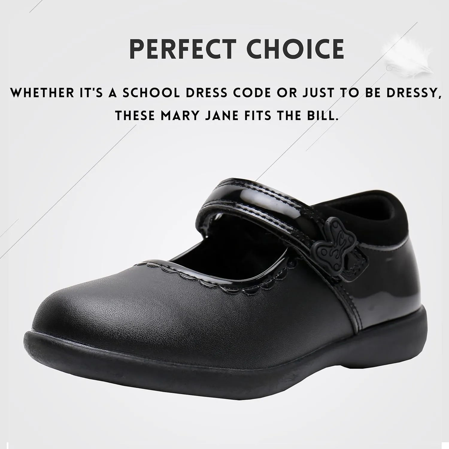 Girls Mary Jane Shoes, School Uniform Black Flat Dress Shoes(Toddler/Little Kid/Big Kid)