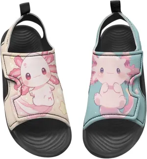 Girls Pink Axolotl Sandals Fashion Mushroom Pool Water Shoes Open Toe Outdoor Summer Hiking Athletic Sandals for Toddler Kids