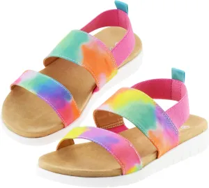 Girls Sandals Open Toe Kids Summer Flat Sandals Casual Fashion Dress Shoes with Elastic Straps