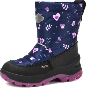 Girls Size 10 US Waterproof Reflective Winter Snow Boots Slip Resistant (Toddler/Little Kid) Floral Pink and Purple Hearts Pattern