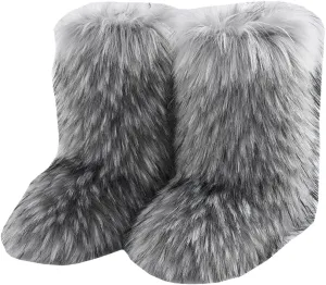 Girls Warm Winter Faux Fur Snow Boots Fuzzy Fluffy Furry Bootie
