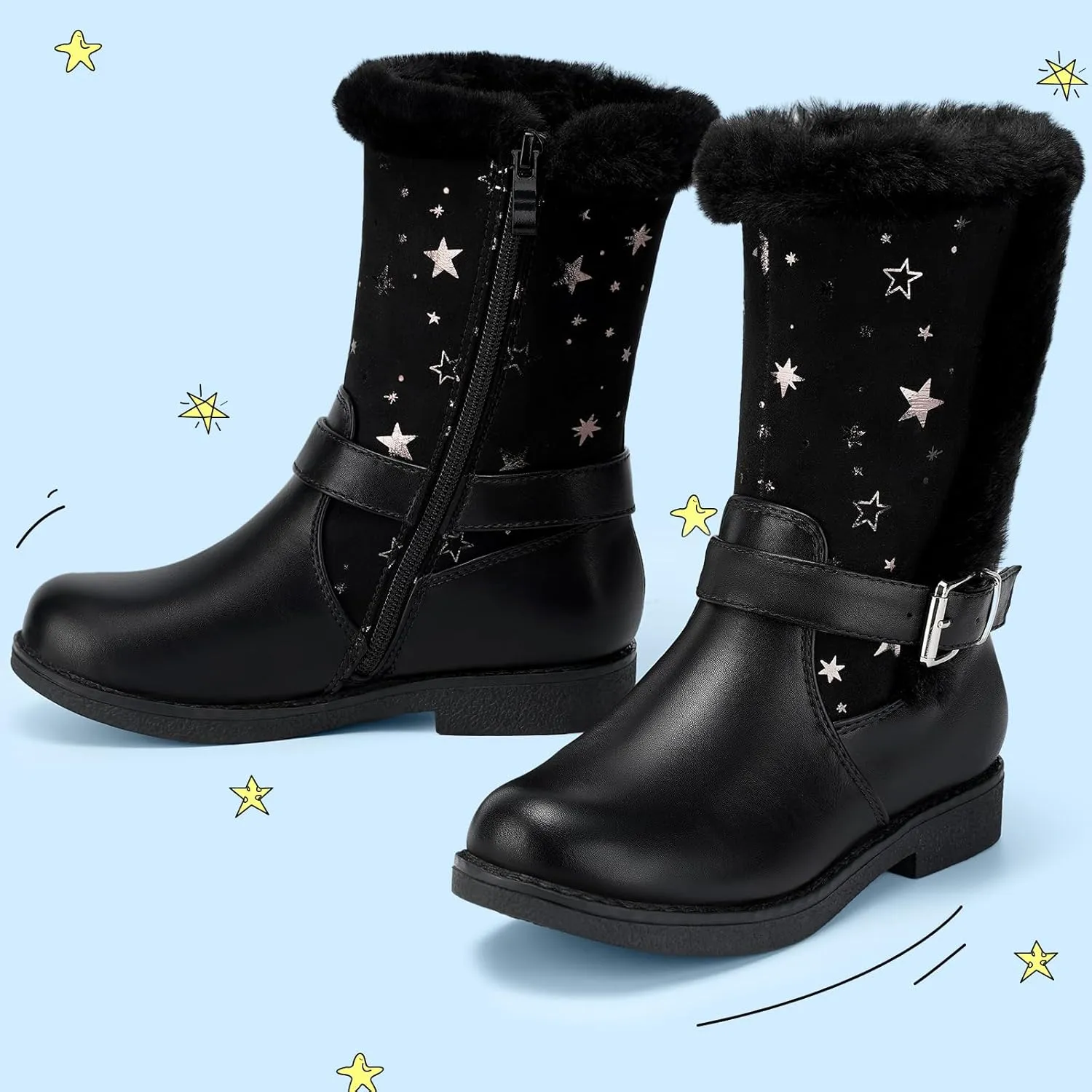 Girls Winter Boots Kids Cowgirl Boots Girl Combat Knee High Boot Girls Dress Shoes