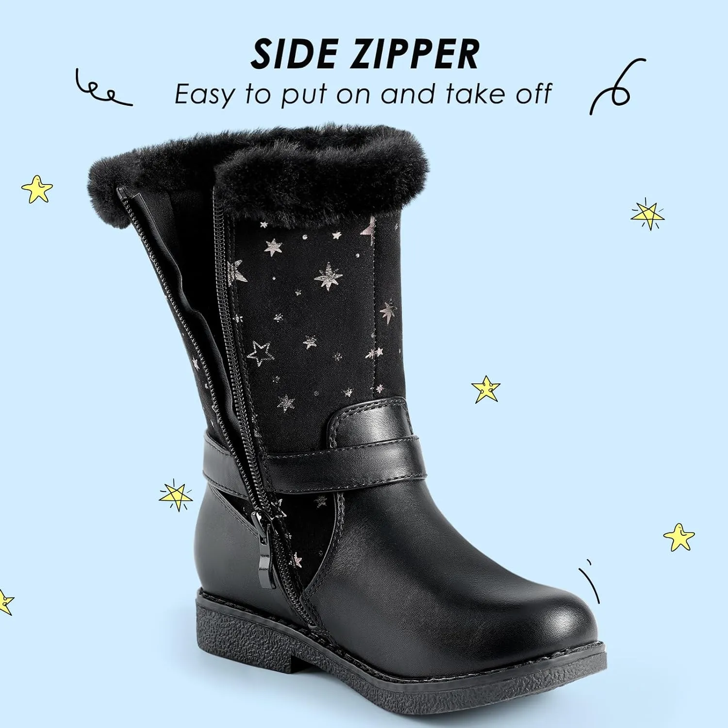 Girls Winter Boots Kids Cowgirl Boots Girl Combat Knee High Boot Girls Dress Shoes