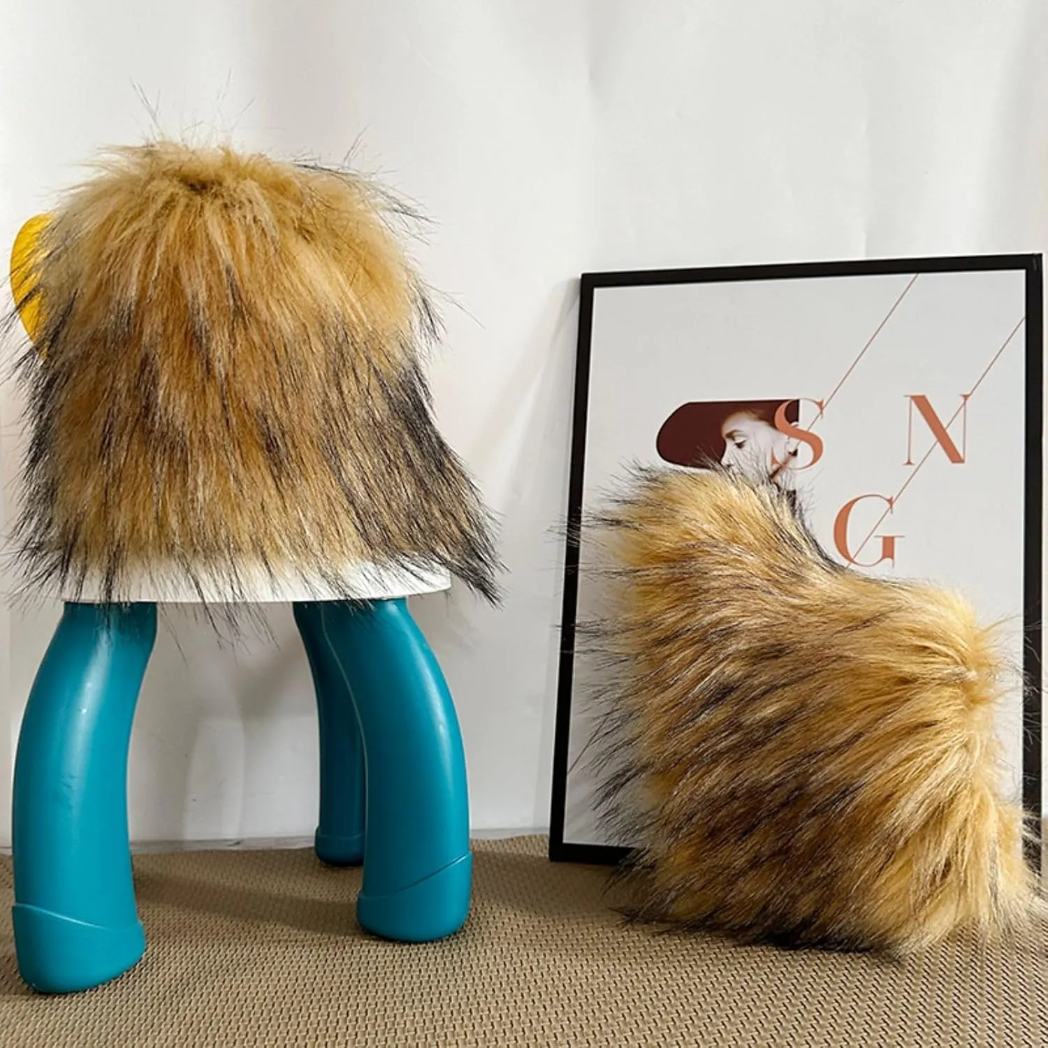 Girls Winter Faux Fur Ankle Boots Fluffy Furry Flat Snow Boots