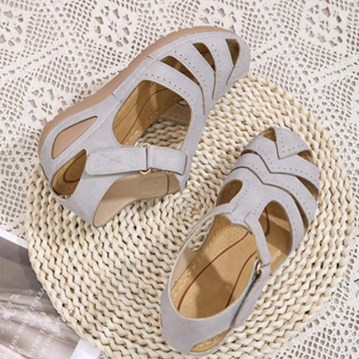Gladiator Sandals for Women 2025 Closed Toe Ankle Strap Roman Sandals Orthopedic Booties Anti-Slip Water Resistant Summer Shoes Beach Vacation Quick Dry Walking Shoes Low Wedges Dressy Casual
