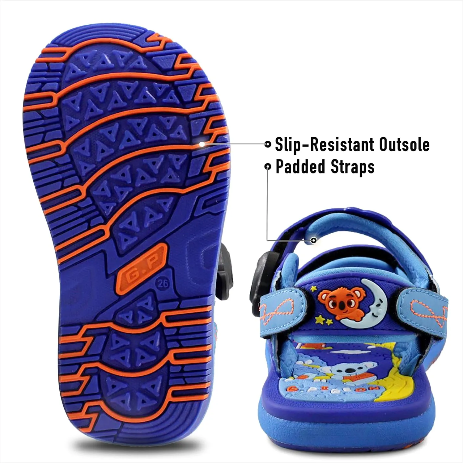 Gold Pigeon Shoes KIDS Easy Snap Lock Outdoor/Water Sandals & Slides. Adjustable Straps
