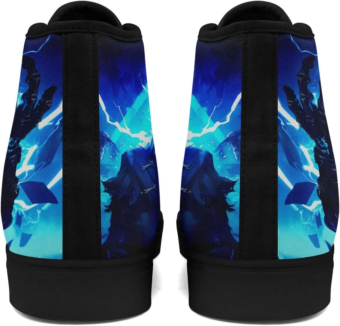 Gothic Skull High Top Canvas Sneakers for Men Women Butterflies Flames Flower Vivid Lace up Flat Casual Walking Shoes