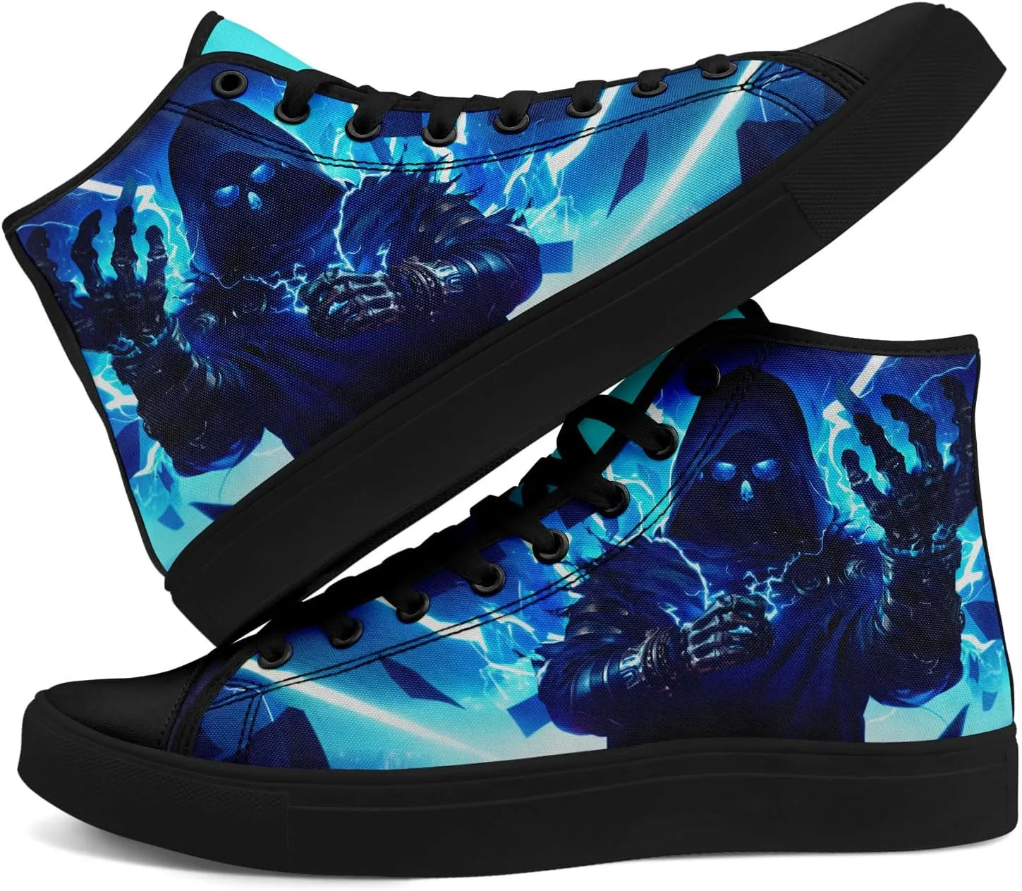 Gothic Skull High Top Canvas Sneakers for Men Women Butterflies Flames Flower Vivid Lace up Flat Casual Walking Shoes